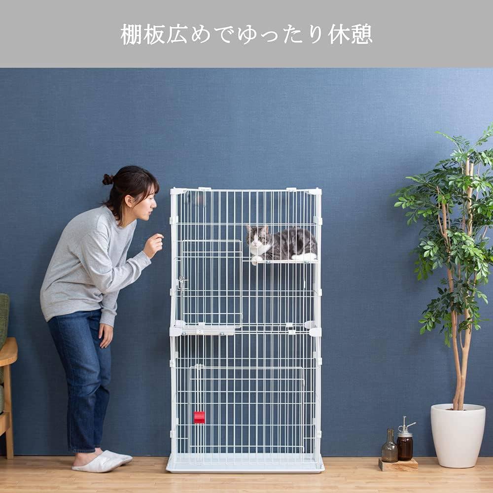 Amazon.co.jp: スリム キャットケージ 2 段 ホワイト : ペット用品